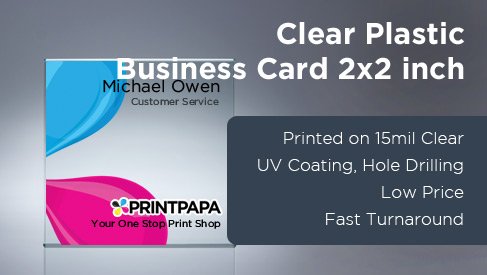 Clear Plastic Business Card 2x2 inch