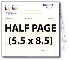 2 Part Carbonless Form - Half Page