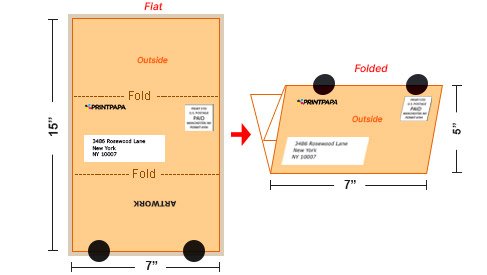 Tri-Fold Direct Mail Postcard - 7x15 to 7x5