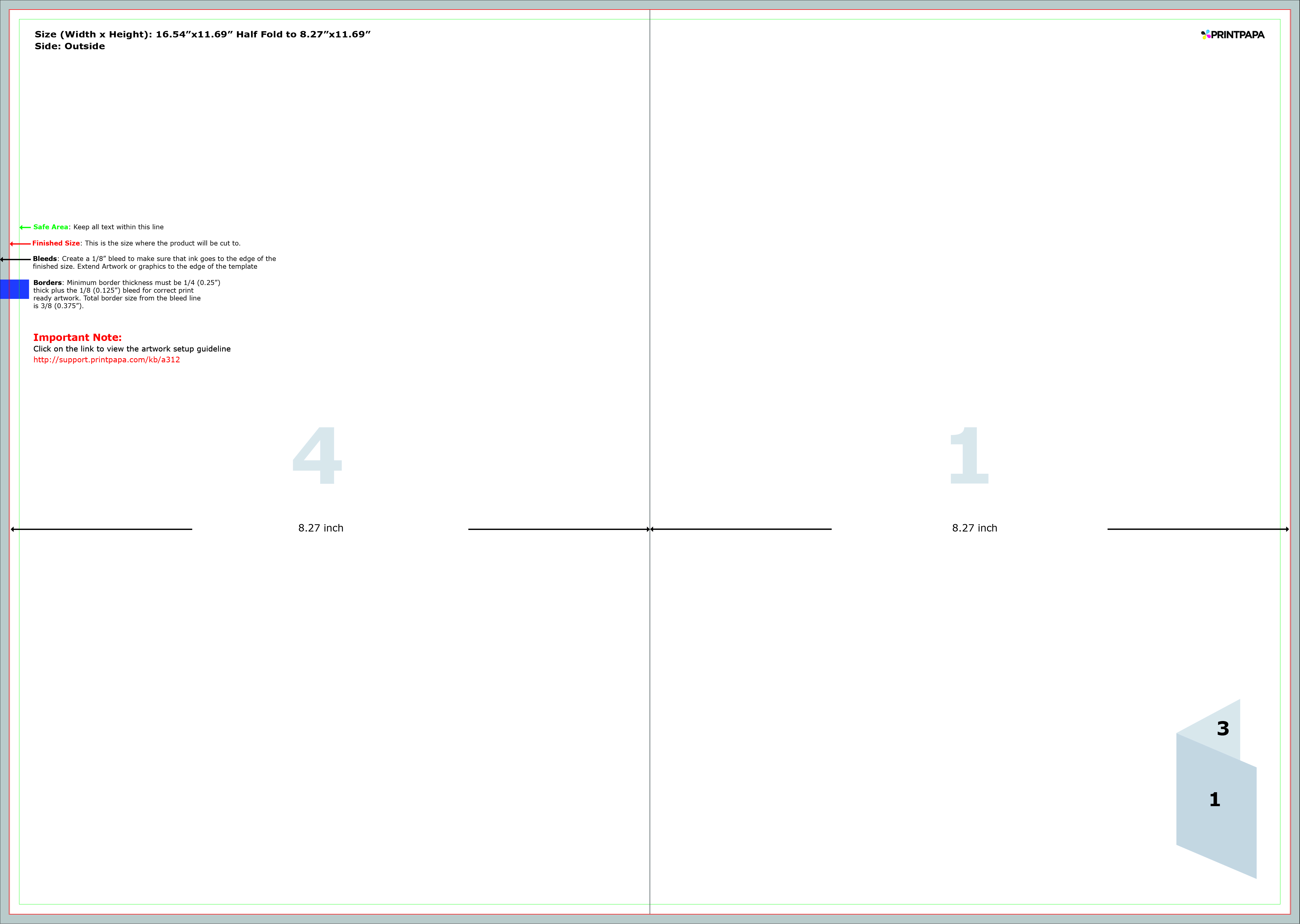 half fold brochure size