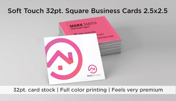 Soft Touch 32pt. Square Business Cards 2.5x2.5