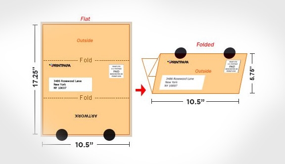 Tri-Fold Direct Mail Postcard - 10.5x17.25 to 10.5x5.75