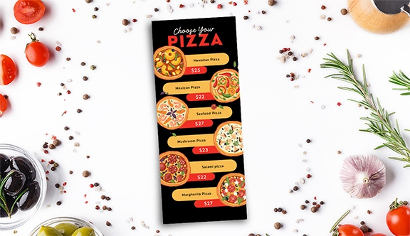 Flat Paper Menu - 3.5x8.5