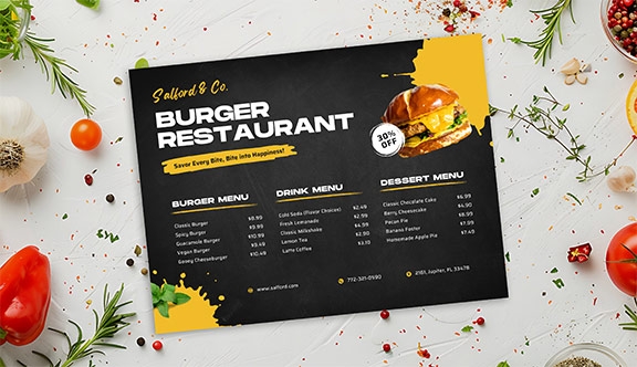 Laminated Menu - 9x12