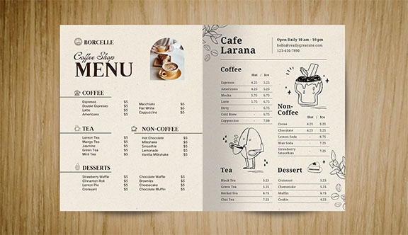 Half-fold Paper Menu - 17x11