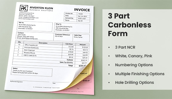 3 Part Carbonless Form - Letter