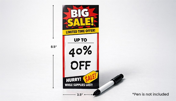 Dry Erase Card - One Third Page (3.5x8.5)