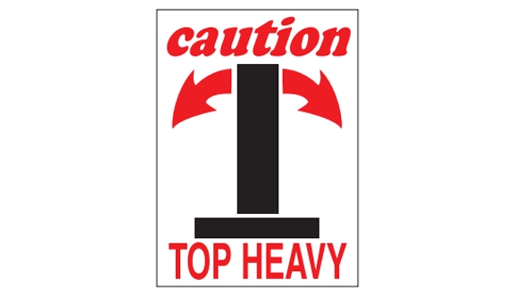 Caution Top Heavy Labels - 3x4