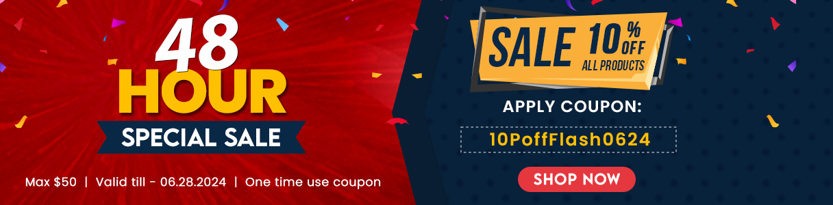 48-Hour Flash Sale - 10% off any order ($50 max).