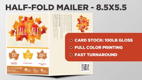 8 5x11 To 8 5x5 5 Inches Low Priced Half Fold Postcards
