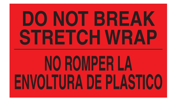 Do Not Break Stretch Wrap / Bilingual Labels (Spanish) - 3x5