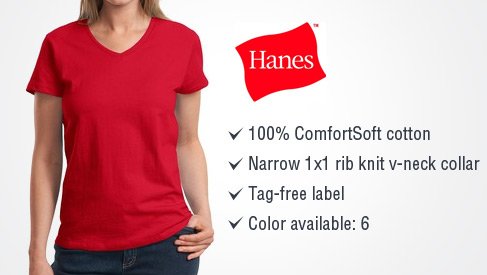 Hanes Ladies Nano-T Cotton V-Neck T-Shirt. S04V