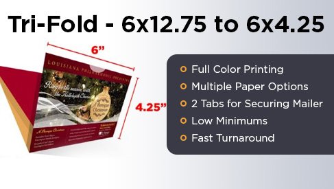 Tri-Fold Mailer - 6x12.75 to 6x4.25