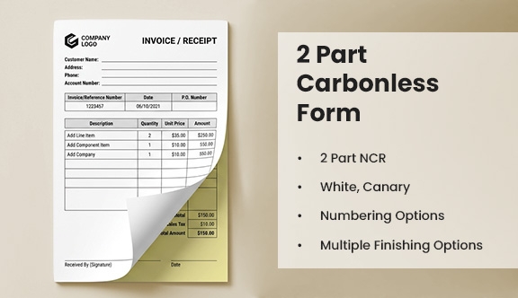 2 Part Carbonless Form - Half Page