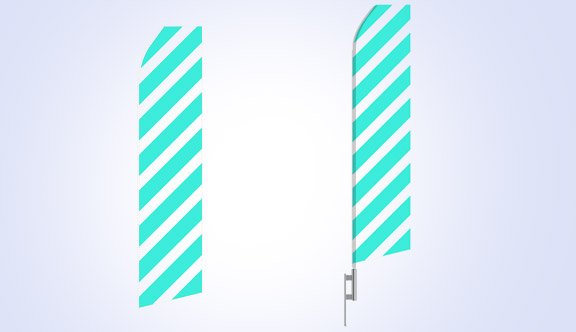 Wide Cyan Ribbon Stock Flag - 16ft