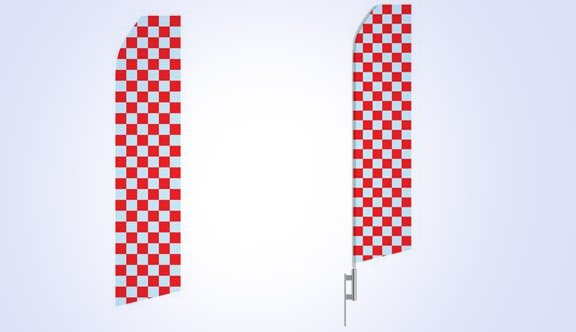 Grey and Red Checkered Stock Flag - 16ft