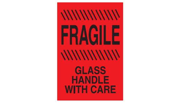Fragile Glass Handle With Care Labels - 4x6