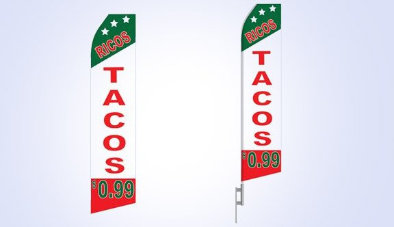 Ricos Tacos Stock Flag - 16ft Ricos Tacos Stock Flag - 16ft