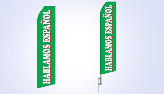Hablamos Espanol Stock Flag - 16ft Hablamos Espanol Stock Flag - 16ft