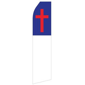 Blue White and Red Cross Stock Flag - 16ft
