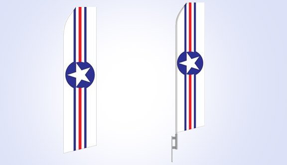 Red White and Red Star Stock Flag - 16ft