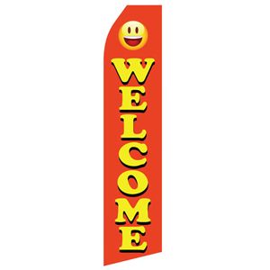 Orange Welcome Stock Flag - 16ft