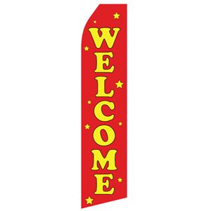 Red Welcome Stock Flag - 16ft