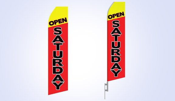 Red Open Saturday Stock Flag - 16ft