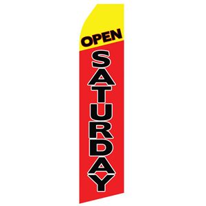 Red Open Saturday Stock Flag - 16ft