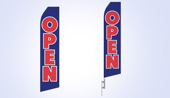 Blue Open Stock Flag - 16ft