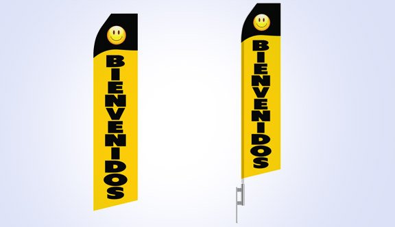 Black Yellow Bienvenidos Stock Flag - 16ft