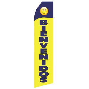 Blue Yellow Bienvenidos Stock Flag - 16ft