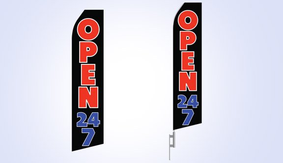 Open 24/7 Stock Flag - 16ft
