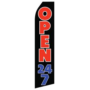Open 24/7 Stock Flag - 16ft