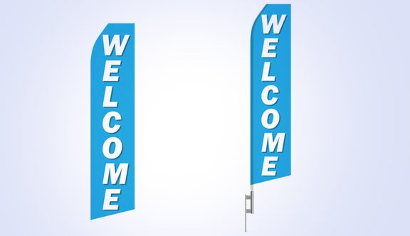 Blue Welcome Stock Flag - 16ft