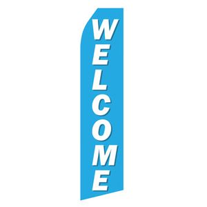 Blue Welcome Stock Flag - 16ft