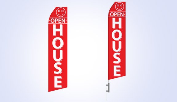 Red Open House Stock Flag - 16ft