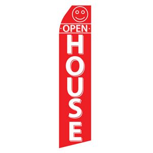 Red Open House Stock Flag - 16ft
