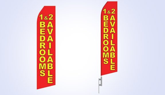 Red 1 & 2 Bedrooms Available Stock Flag - 16ft