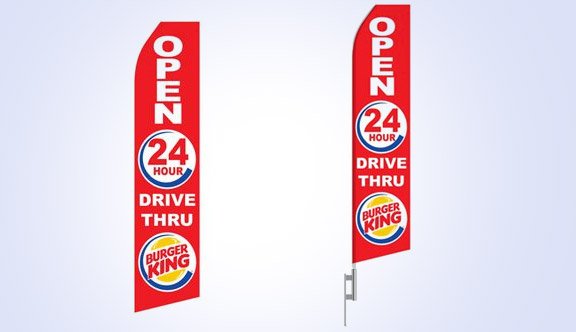 Burger King 24 HR Drive Thru Logo Stock Flag - 16ft