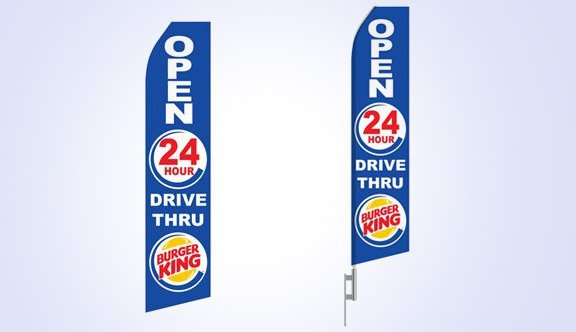 Burger King 24 HR Drive Thru Logo Stock Flag - 16ft