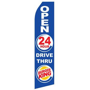 Burger King 24 HR Drive Thru Logo Stock Flag - 16ft