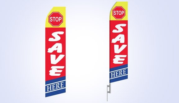 Stop Save Here Stock Flag - 16ft
