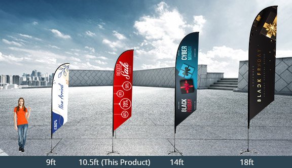 Feather Angled Advertising Flag - 10.5 ft