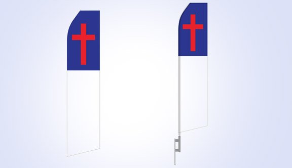 Blue Red White Cross Stock Flag - 16ft