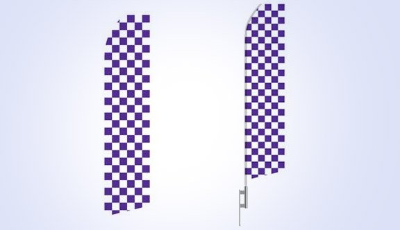 Purple and White Checkered Stock Flag - 16ft