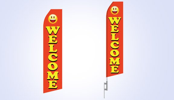 Orange Welcome Stock Flag - 16ft