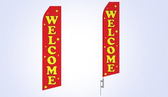 Red Welcome Stock Flag - 16ft