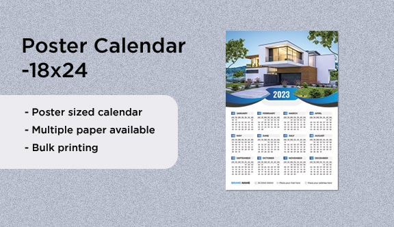 Full Color Poster Calendar 18x24 printed in bulk