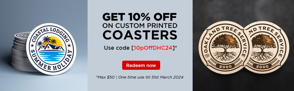 10% Off on Coasters ($50 max)